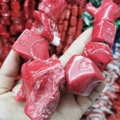 China Large Stone Coral Red Coral Spacer Loose Baroque Irregular Beads Irregular Baroque Coral for sale