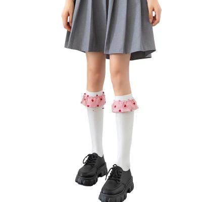 China 2021 new kawaii japanese style cute lolita ladies breathable solid color lace socks for sale