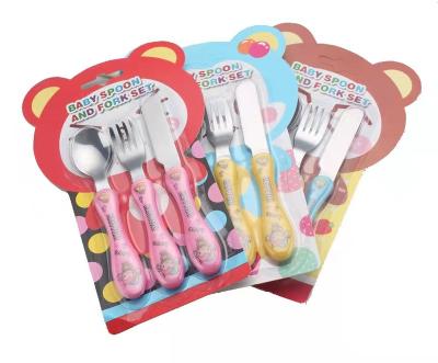 China CUTE Reusable Low MOQ Sublimation Printing Baby Kids Knife Fork and Spoon Kids Flatware Cutlery Set for sale