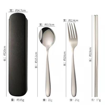 China KIDS KIDS Stainless Steel Travel Three-Piece Set Camping Portable Chopsticks Reusable Fork Spoon Cutlery Set for sale