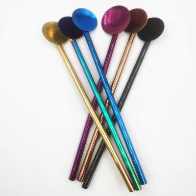 China Safety Wholesale Colored Reusable Metal Drinking Straw Spoon 304 Stainless Steel Metal Straw With Spoon for sale