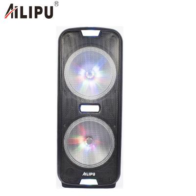 China Play Video 2020 Double 15 Inch Guangzhou Factory Price Large Portable USB Subwoofer Speaker Cart Speake Woofer With Plastic Case And USB for sale