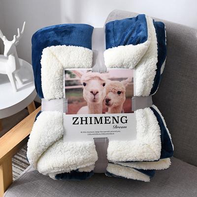 China Wholesale Custom Folded Sherpa Double Layer Throw Flannel Wool Blanket Blanket For Winter for sale