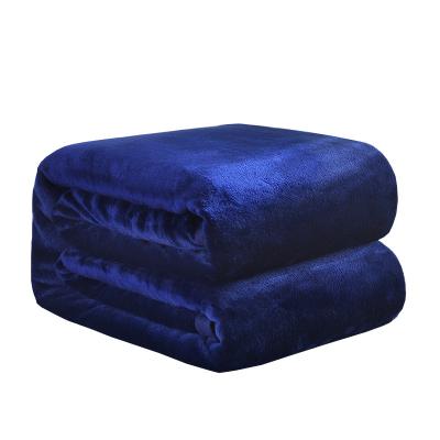 China Super Soft Folded Fleece Coral Flannel Throw Plush Blanket Polyester Bed Blanket for sale