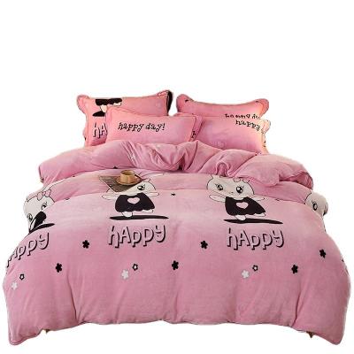 China Flannel Fleece Factory Supply Direct Mink Luxury Double Sided Super Soft Folded Hotel Bedding Set for sale