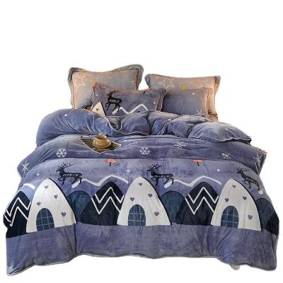 China Customized Custom Folded Mink Printed 3D Comforter Bed Sheet Super Soft Comforter Custom Bedding Set for sale