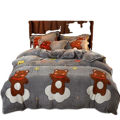 China Flannel Fleece Factory Supply Direct Mink Luxury Double Sided Super Soft Folded Comforter Bedding Set for sale