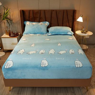 China Factory Sale Soft Warm Luxury Satin Flannel Fleece Stocklot Single King Mattress Cover for sale