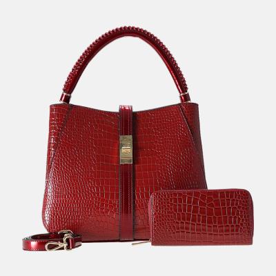 China Luxury PU Crocodile Handle Purses Fashion SUSEN Brand Handbag Bucket Shape Woman Leather Waterproof Bags for sale