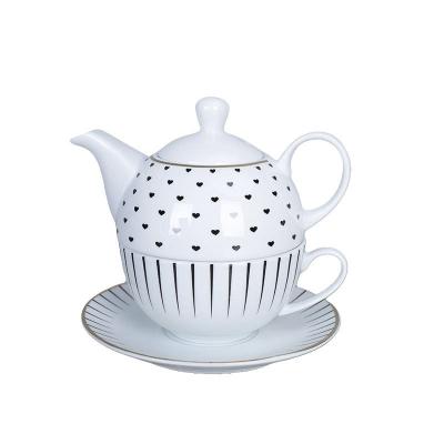 China Viable high quality hot sale porcelain teapot set ceramic potted saucer sets ceramic tea set for sale