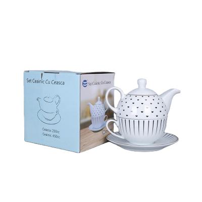 China OEM Viable Customization Porcelain Teapot Set Ceramic Potted Saucer Sets Ceramic Tea Set for sale