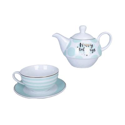 China Viable factory direct potted teapot cups saucer sets ceramic tea set porcelain set for sale