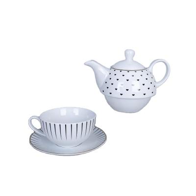 China Viable Modern Bone China Ceramic Coffee Cup And Saucer Coffee Novelty Teapot Set for sale