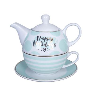 China Sustainable Customized Bone China Coffee Multiple Colors Ceramic Teapot Set Ceramic Coffee Cup And Saucer for sale