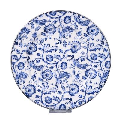 China Viable High Quality Ceramic Blue White Embossed Porcelain Dinner Set Dinnerware Sets for sale