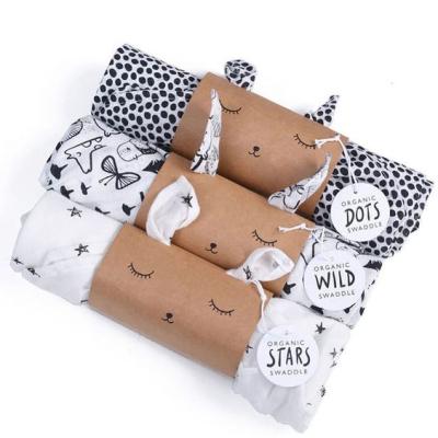 China Anti-Static GOTS Certificated Custom Soft Infant Organic Muslin Cloth Baby Blanket Cotton Bamboo Wraps Blanket Set 120*120 cm Wraps for sale