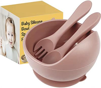 China BPA Free Suction Food Grade Silicone Baby Bowl And Spoon For Kids for sale