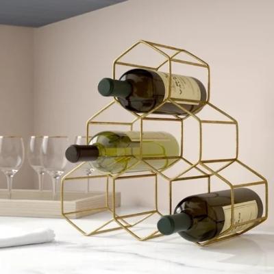 China Gold Tabletop Wine Bottle Rack, Worktop Wine Rack, Whiskey Display Rack Bottle Holder Stand Tp-172 for sale