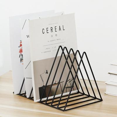 China Triangle Cheap Desk Iron Office Notebook Files Books Documents Organizer Shelf Holder Storage Rack Tp-143 for sale