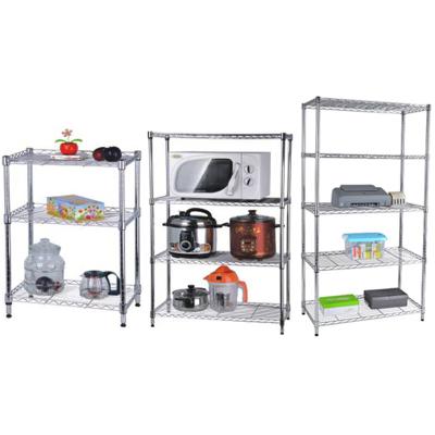 China Advertising Custom Grid Shelving OEM 3 Layer 4 Layer 5 Layer Wire Shelving Rack for sale