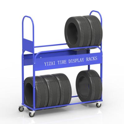 China Mobile Metal Automobile Tire Display Stand Tires Show Rack For Retail T02 for sale