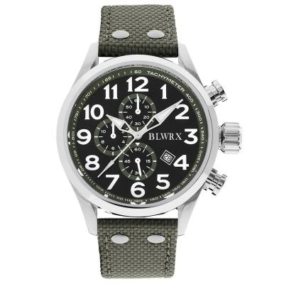 China Private Label Alarm Private Label Stainless Steel Case Sapphire Glass Pilot Watch with Nylon Strap for sale