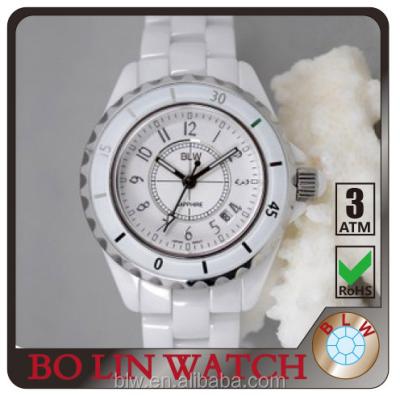 China Automatic Date Pure White Ceramic Waterproof Wrist Watches For Couples Online for sale