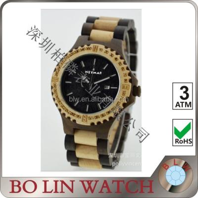 China Luxury Unisex Imitation Leather Data PU Leather Automatic Date Wooden Mens Watches Women's Casual Quartz Wrist Watch for sale