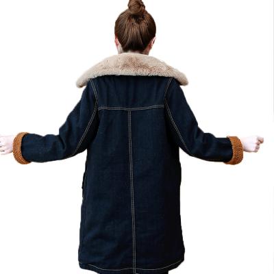 China Keep Warm Lamb Jacket Denim Coat Long Ditch Collar Fur Coats for sale