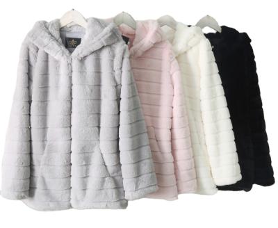 China Keep Warm New Listing Winter Sheath Long Solid Color Women Faux Fur Hooded Coat Overcoats for sale