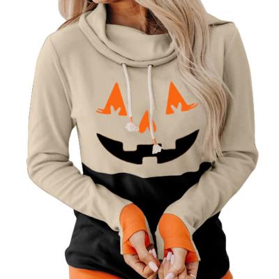 China Fashion Spring Autumn Splice Hoodie Breathable Loose Long Sleeve Printed Sweatshirt Halloween Women Hoodies for sale