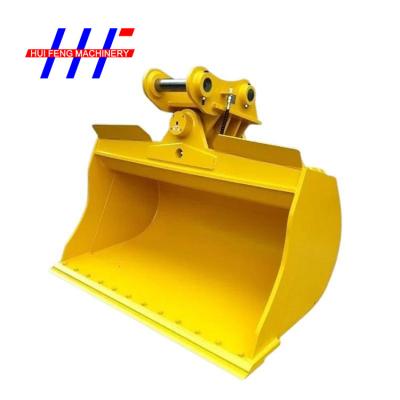 China Yellow 16MN Excavator Cleanup Bucket 2x45 Tilting Mud Bucket for sale