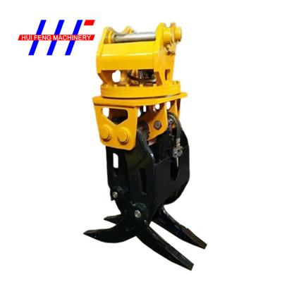 China Alloy Steel Excavator Rotating Grapple 360 Degree Roration For Wood Grabbing for sale