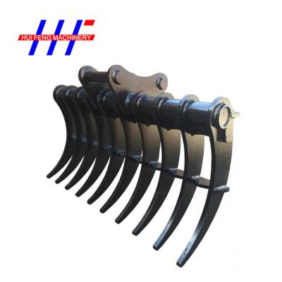 China Q355 Loader Steel Excavator Brush Rake NM 360 Excavator Root Rake for sale