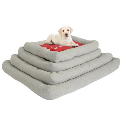 China New Viable Luxury Square Mat Relax Linen Pet Bed Pet Bed Fleece Pet Bed for sale