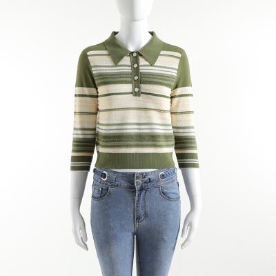 China 2021 Anti-wrinkle Knitwear Manufacturers Customize Spring Womens Green Sleeveless Striped Long Sweaters for sale