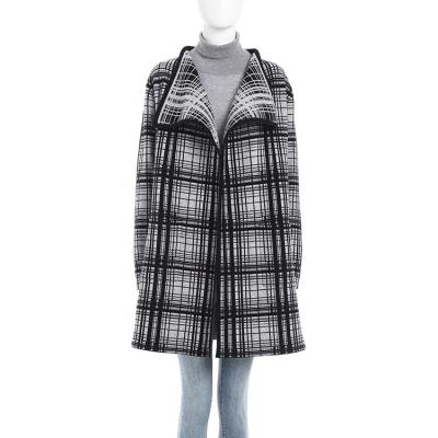 China Casual Warm Anti-Wrinkle Knitwear Manufacturer Women's Long Sleeve Lapel Plaid Knitted Coat for sale