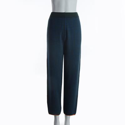 China Anti-Wrinkle 2021 Spring Autumn Custom Trousers Casual Plain Striped Women Knit Pants for sale