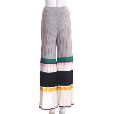 China Fashion direct contrast factory supply anti-pilling vertical pattern knitted pants for sale