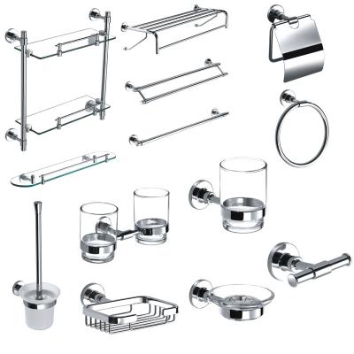 China Sustainable Luxury Bathroom Accessories Set 2020 Designs Towel Ring Hook Glass Shelves Waterproof Paper Holder for sale