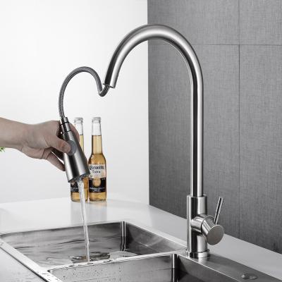 China Water Saving Mixer Tap 304 Stainless Steel Deck Mount Faucets Thermostatic Kitchen Faucet Pull for sale