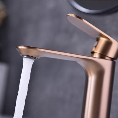 China Mixer Luxury Pink Single Handle Basin Sink Faucet Bathroom Faucets Gold Metered Brass Water Faucet for sale