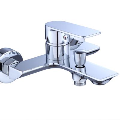 China Without Slide Bar Bathroom Luxury Shower Tub Wall Mounted Faucet Chrome Single Handle Polish for sale