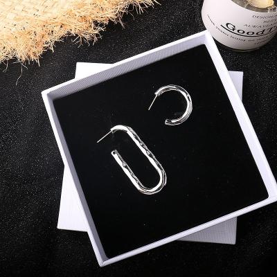 China Fashion simple and thin silver tide French net red silver all-match Korean net red earrings fashion needle earring MONA Korean for sale