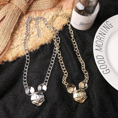 China New Summer Mickey Collarbone Chain VIVI Fashion Street Celebrity Metal Cartoon Short Necklace Thick Net Clavicle Chain Necklace for sale