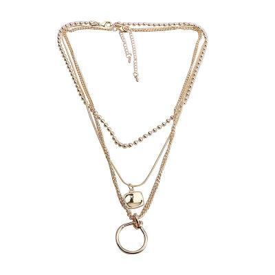 China 2022 Simple Detachable Necklace Korea Multi-Layer Pendant Necklace New Casual Pendant Set Chain Can Be Split And Stacked Chokers Necklaces for sale