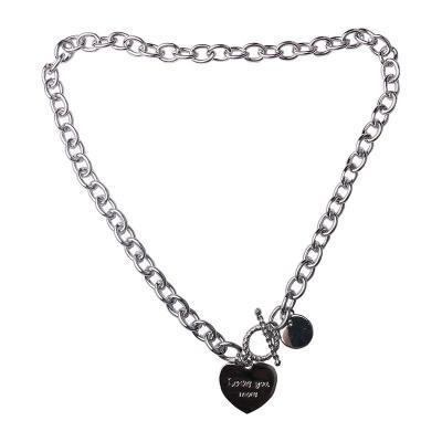 China Di choker Necklace girl fashion jump net red necklace titanium clavicle chain love chain cool letter steel thick chain necklace for sale