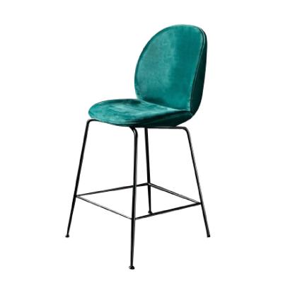 China Super comfortable Nordic popular bar stool style high quality chair velvet fabric + black throw iron leg material suitable for dining room for sale