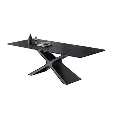 China 2023 new style stainless steel furniture marble base home dining table gold foldable modern dining table for living room for sale