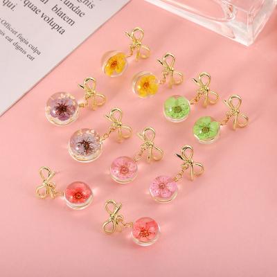 China TRENDY Fashion Dried Flower Drop Stick Cherry Blossom Gold Plated Alloy Flower Drop Earrings Women Earrings kc for sale